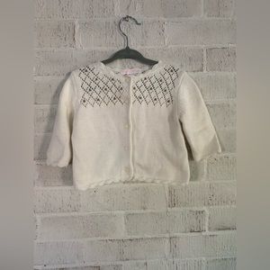 Janie and Jack White Cardigan Sweater with Flower Detail Size 3-6 months